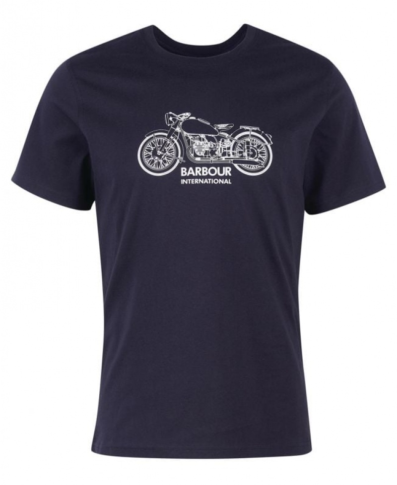 Navy Men Barbour International Gear T-Shirts | US-8245BOZVL