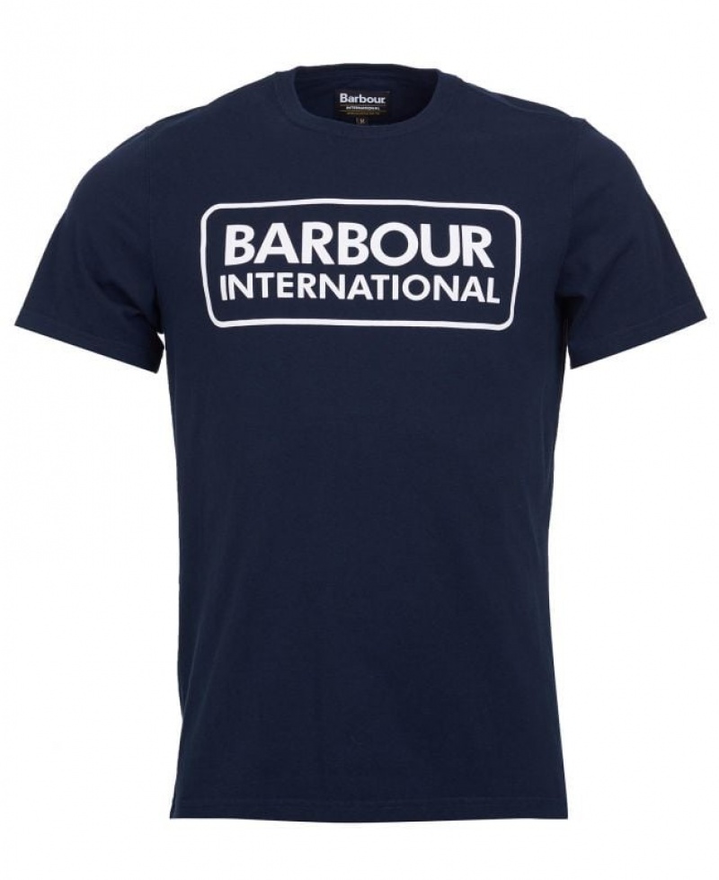 Navy Men Barbour International International Graphic T-Shirts | US-3104UEHLI