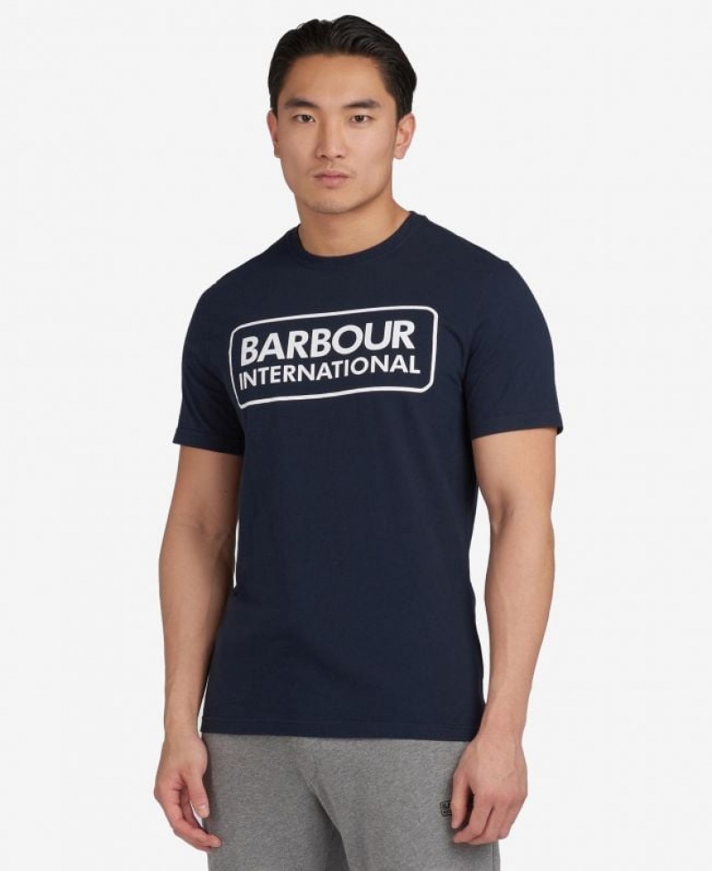 Navy Men Barbour International International Graphic T-Shirts | US-3104UEHLI