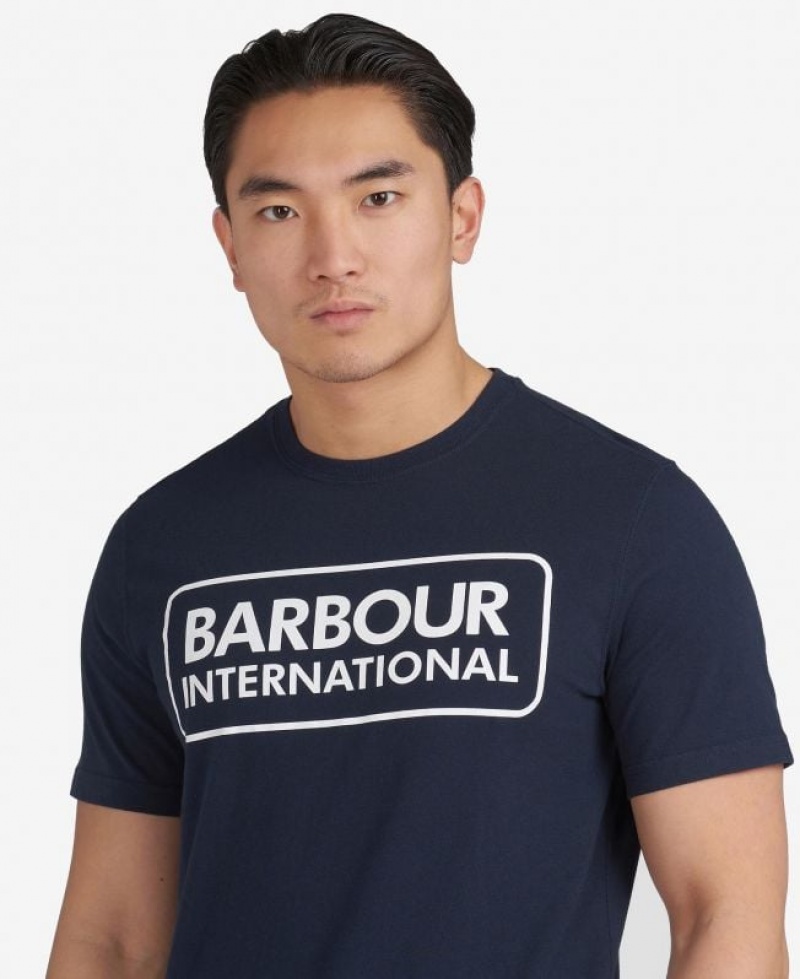 Navy Men Barbour International International Graphic T-Shirts | US-3104UEHLI