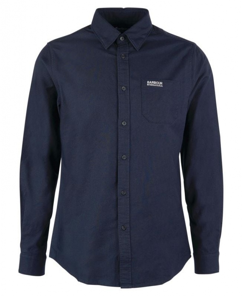 Navy Men Barbour International Kinetic Tailored Shirts | US-0862ICRPK