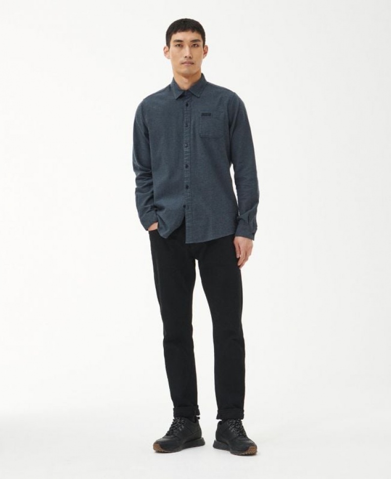 Navy Men Barbour International Rocker Tailored Shirts | US-6952QOKSE