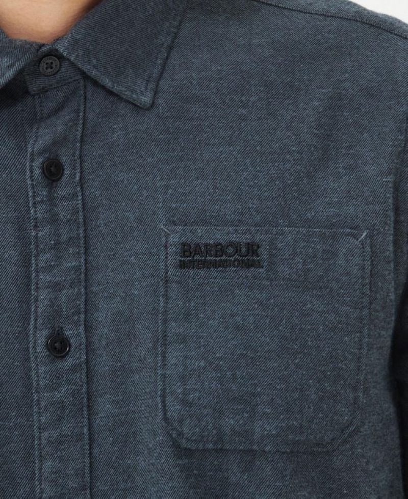 Navy Men Barbour International Rocker Tailored Shirts | US-6952QOKSE