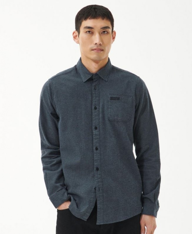 Navy Men Barbour International Rocker Tailored Shirts | US-6952QOKSE