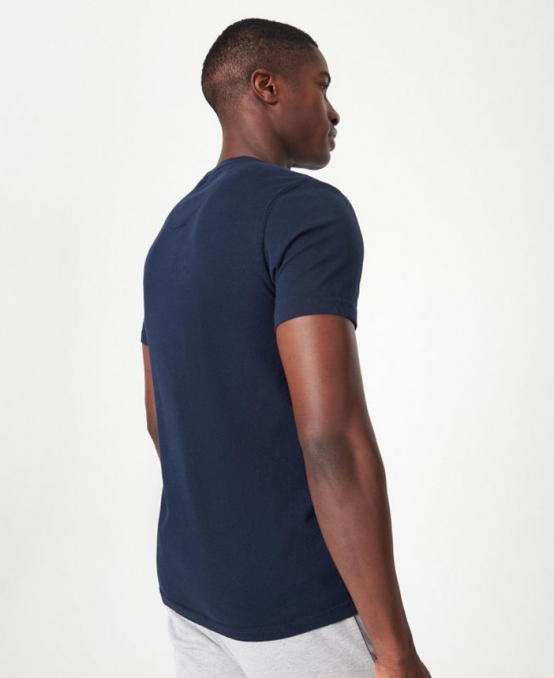 Navy Men Barbour International Small Logo T-Shirts | US-5329HGNTS