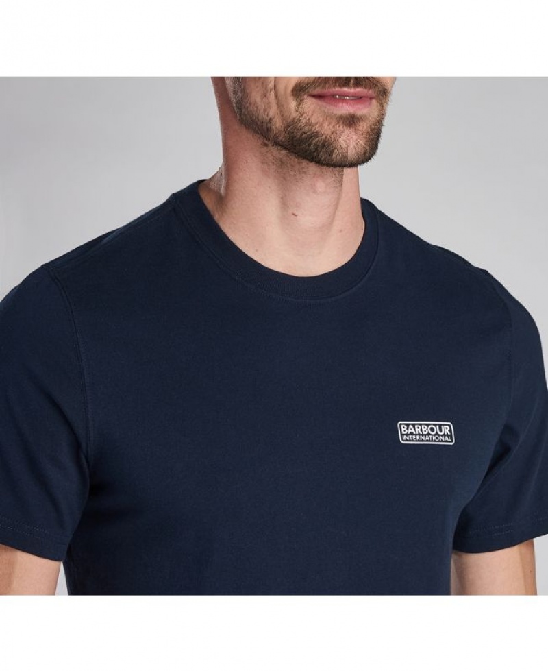 Navy Men Barbour International Small Logo T-Shirts | US-5329HGNTS