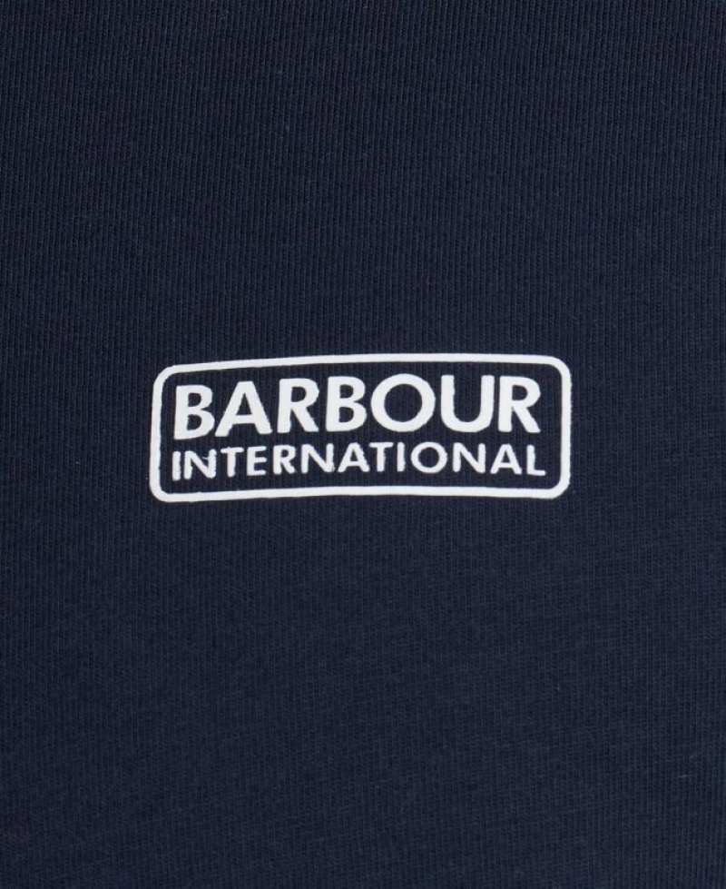 Navy Men Barbour International Small Logo T-Shirts | US-5329HGNTS