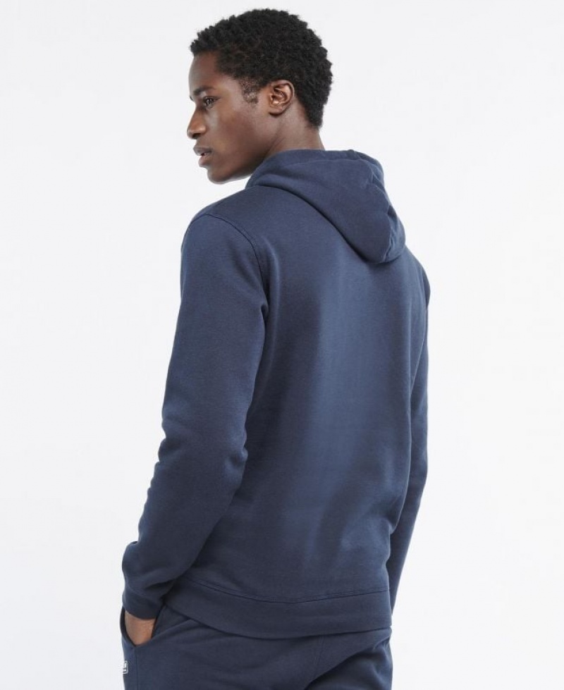 Navy Men Barbour International Small Logo Hoodie | US-7643QFGMR