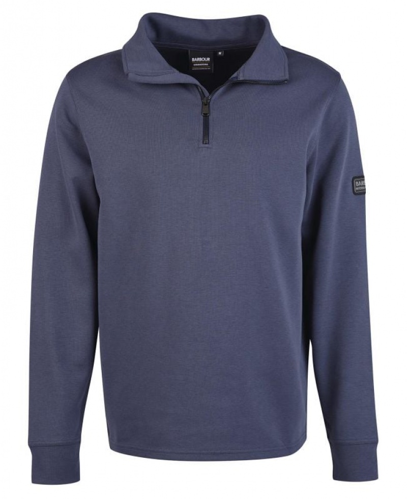 Navy Men Barbour International Sprint Half Zip Sweatshirt | US-7891FDBZX