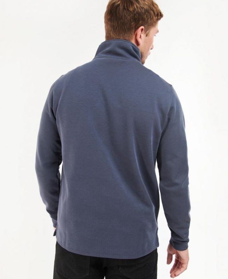 Navy Men Barbour International Sprint Half Zip Sweatshirt | US-7891FDBZX