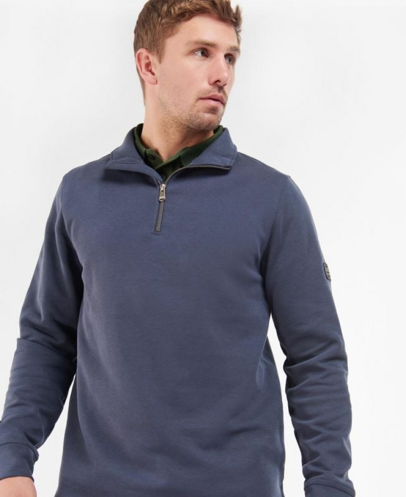 Navy Men Barbour International Sprint Half Zip Sweatshirt | US-7891FDBZX