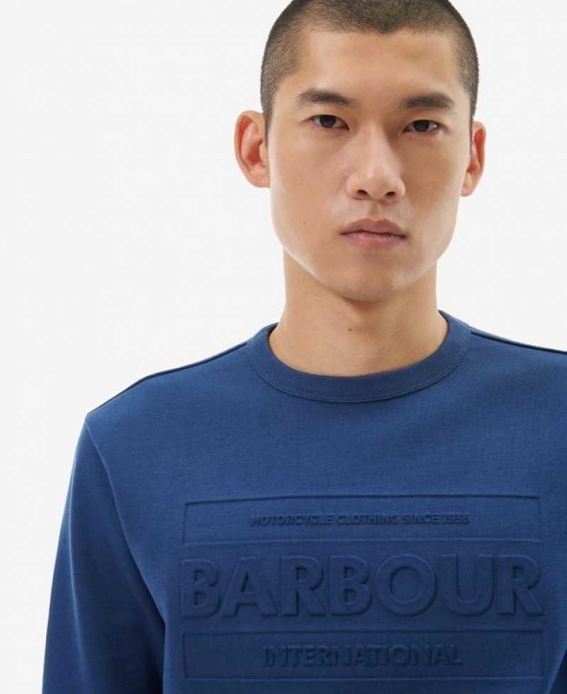 Navy Men Barbour International Stamp Sweatshirt | US-8739AGKFM