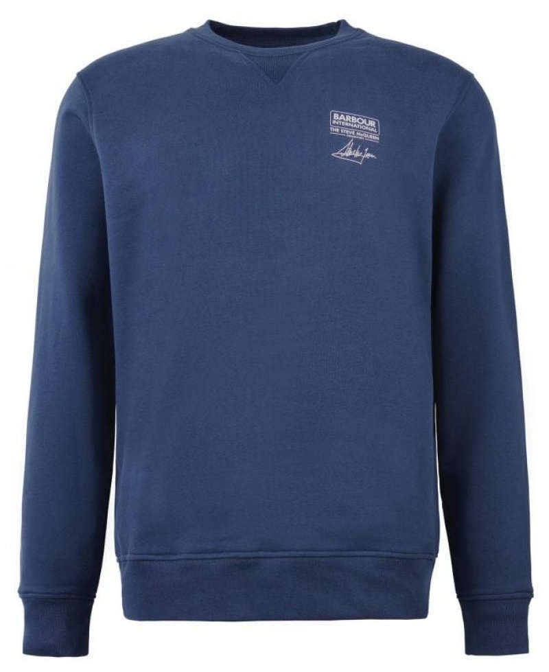 Navy Men Barbour International Watch Crew Neck Sweatshirt | US-7482IUSLH