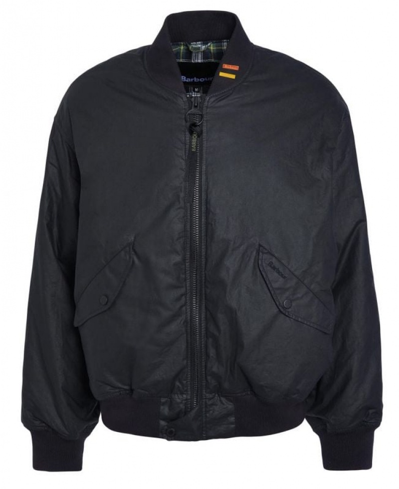 Navy Men Barbour JBS Flight Waxed Jacket | US-1359TQZLC