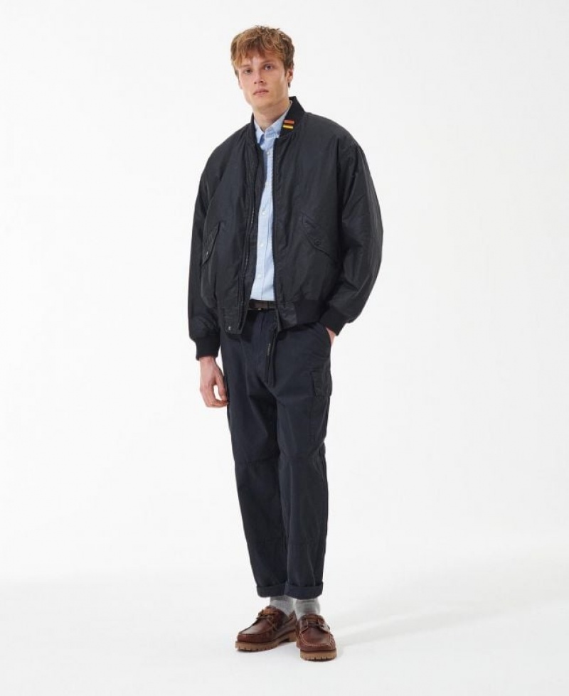 Navy Men Barbour JBS Flight Waxed Jacket | US-1359TQZLC