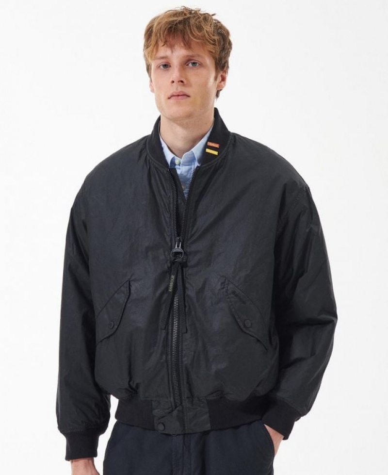 Navy Men Barbour JBS Flight Waxed Jacket | US-1359TQZLC