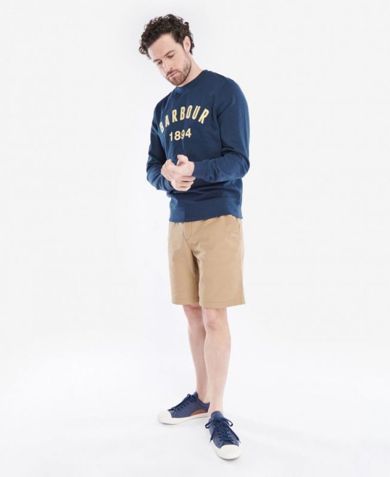 Navy Men Barbour John Crew Sweatshirt | US-9204BLKSD