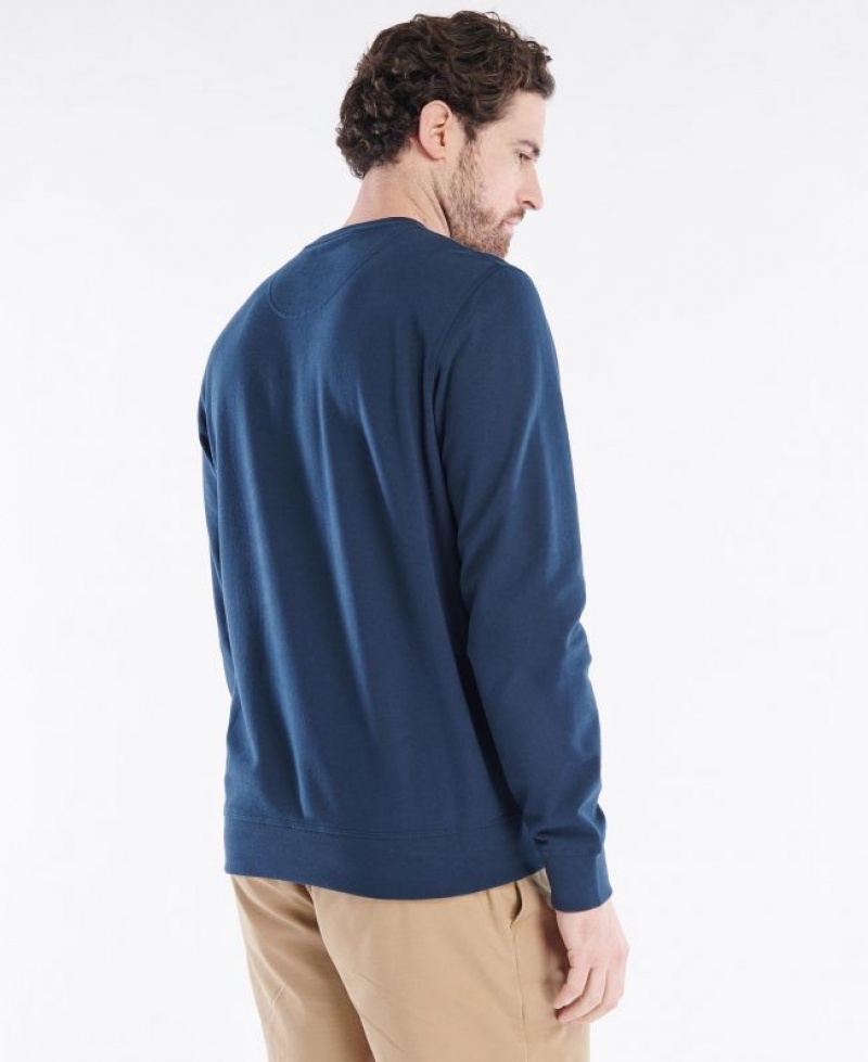 Navy Men Barbour John Crew Sweatshirt | US-9204BLKSD