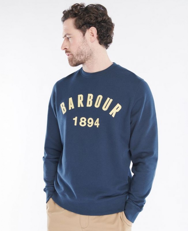 Navy Men Barbour John Crew Sweatshirt | US-9204BLKSD