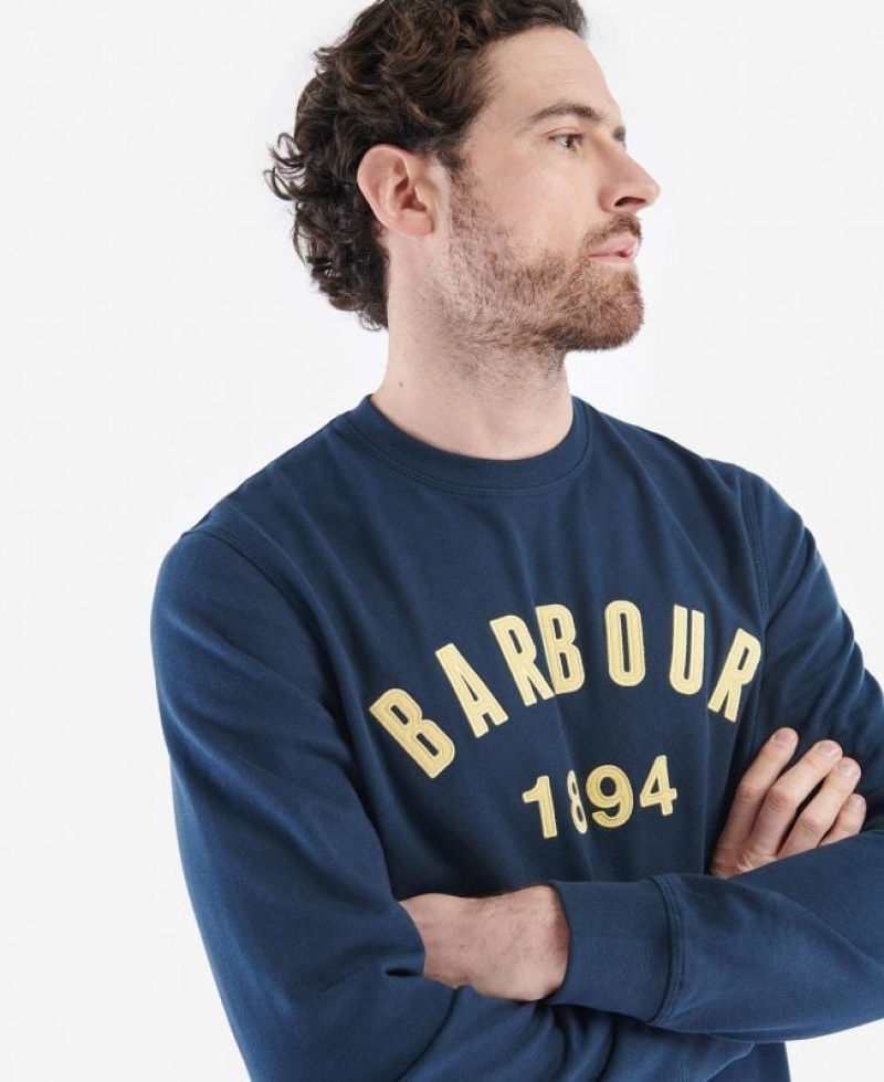 Navy Men Barbour John Crew Sweatshirt | US-9204BLKSD