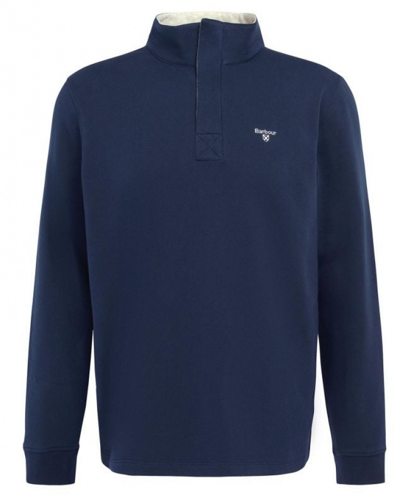 Navy Men Barbour Kiphill Half-Zip Sweatshirt | US-5762JQFWY