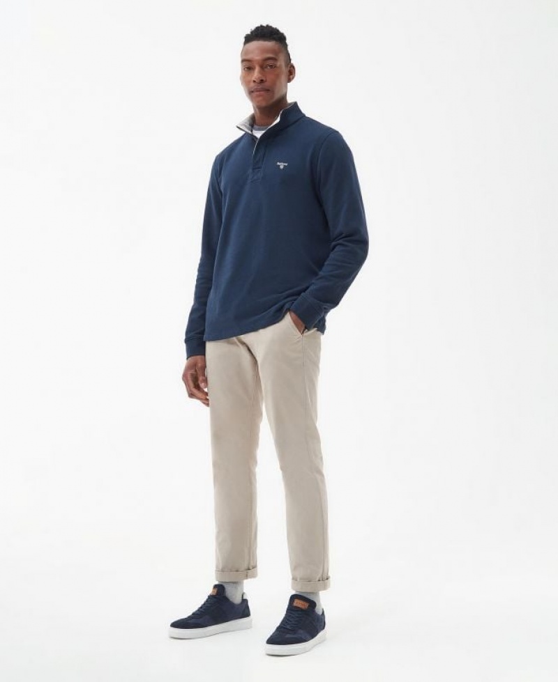 Navy Men Barbour Kiphill Half-Zip Sweatshirt | US-5762JQFWY