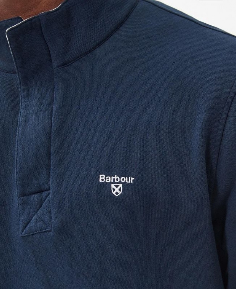 Navy Men Barbour Kiphill Half-Zip Sweatshirt | US-5762JQFWY