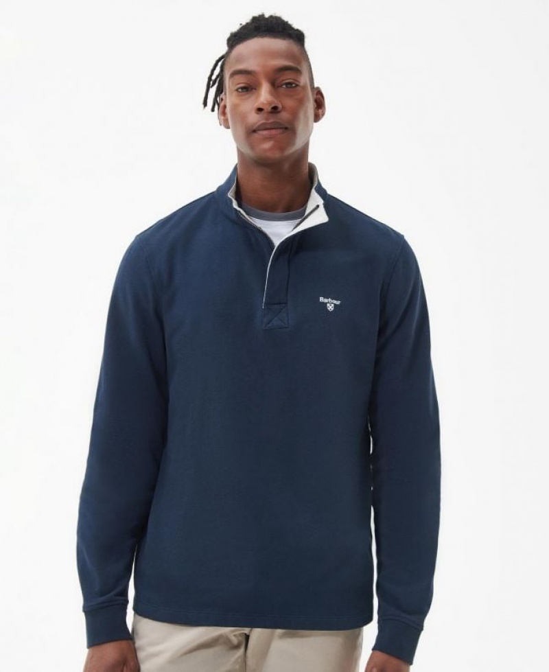 Navy Men Barbour Kiphill Half-Zip Sweatshirt | US-5762JQFWY