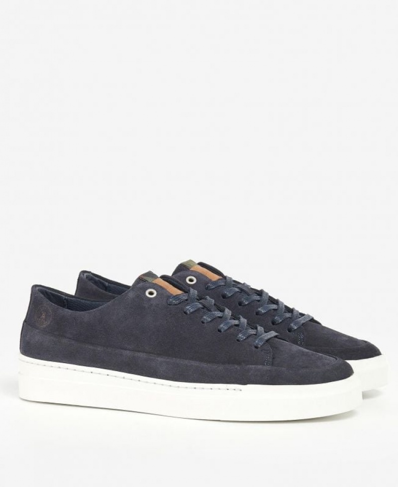 Navy Men Barbour Lago Sneakers | US-9587FWSEZ