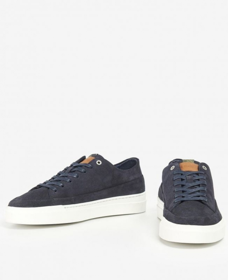 Navy Men Barbour Lago Sneakers | US-9587FWSEZ