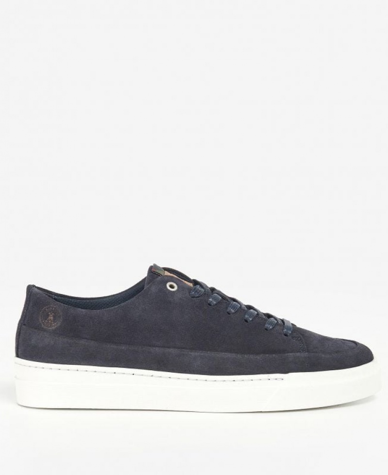 Navy Men Barbour Lago Sneakers | US-9587FWSEZ