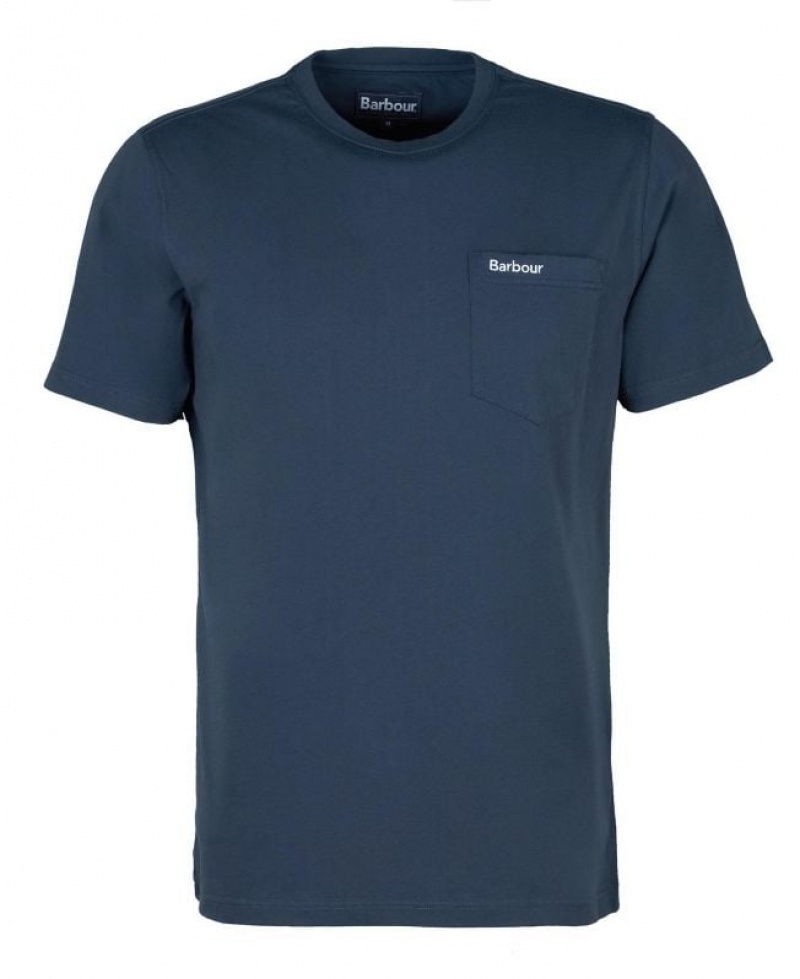 Navy Men Barbour Langdon Pocket T-Shirts | US-2180OXSWA