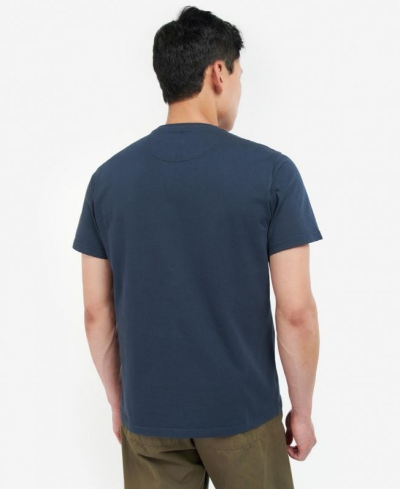 Navy Men Barbour Langdon Pocket T-Shirts | US-2180OXSWA