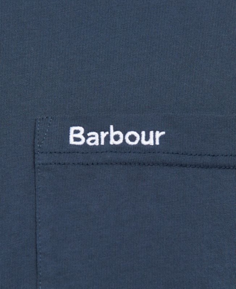 Navy Men Barbour Langdon Pocket T-Shirts | US-2180OXSWA