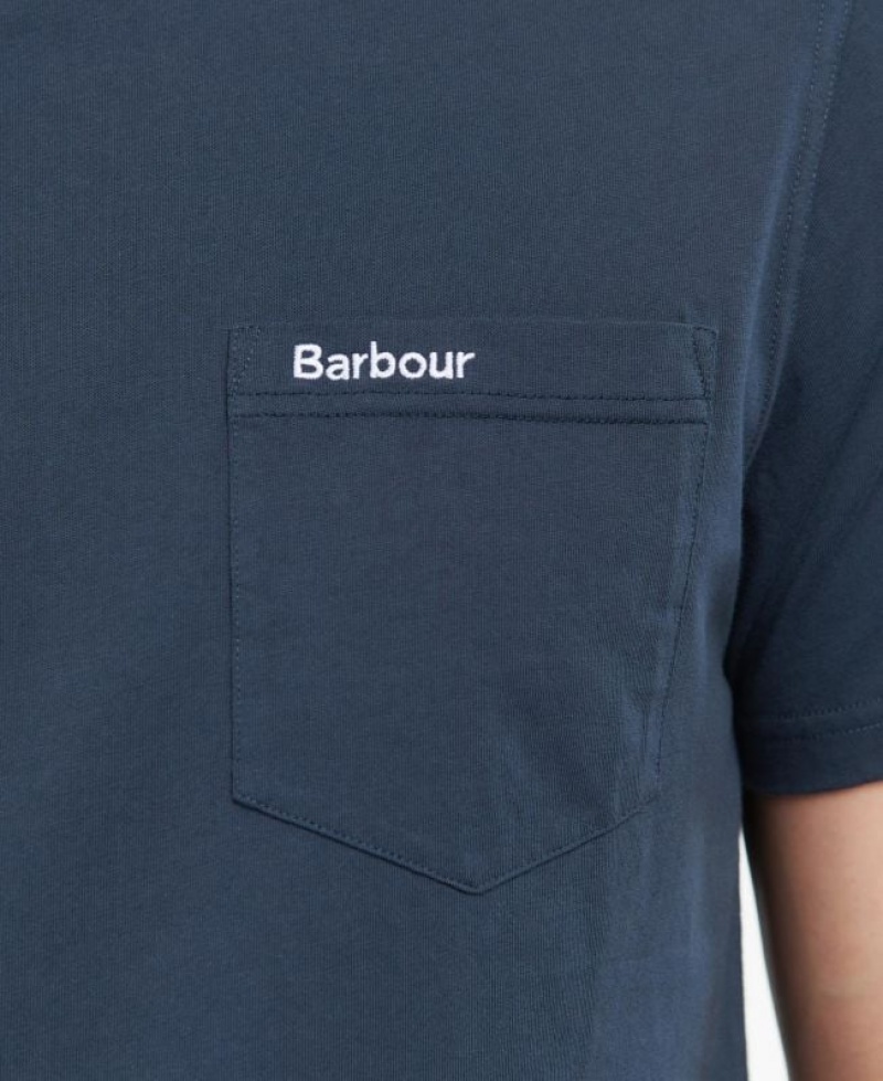 Navy Men Barbour Langdon Pocket T-Shirts | US-2180OXSWA