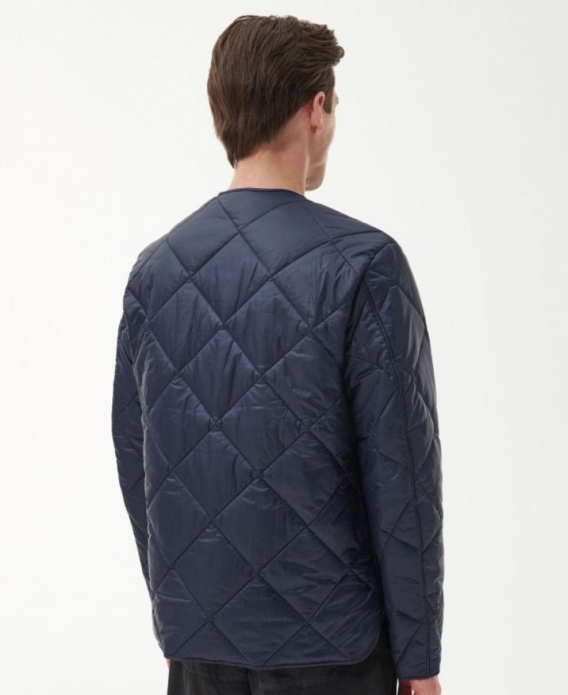 Navy Men Barbour Liddesdale Cardigan Quilted Jacket | US-0845OEJKH