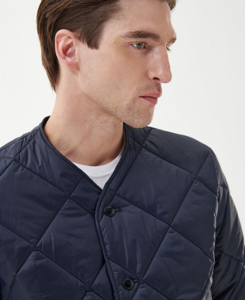 Navy Men Barbour Liddesdale Cardigan Quilted Jacket | US-0845OEJKH