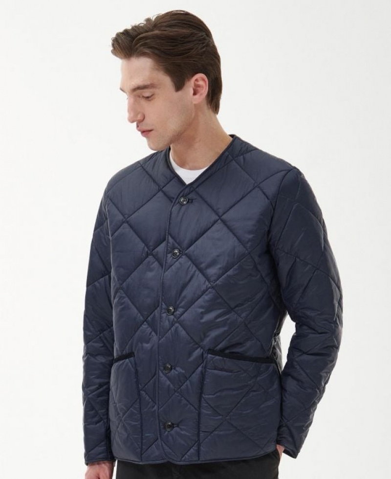 Navy Men Barbour Liddesdale Cardigan Quilted Jacket | US-0845OEJKH