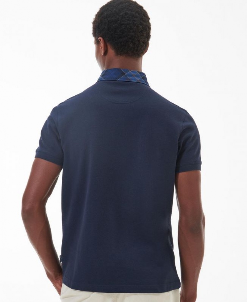 Navy Men Barbour Lindale Polo Shirt | US-4967DYHIZ