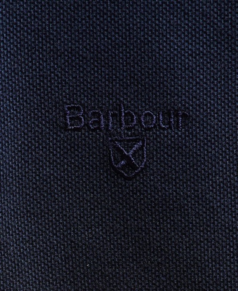 Navy Men Barbour Long-Sleeved Sports Polo Shirt | US-8795RVZGC