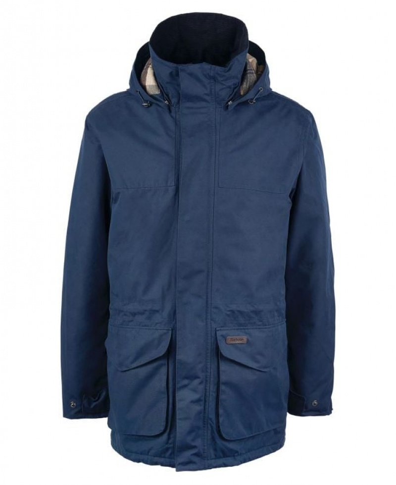 Navy Men Barbour Lonnen Waterproof Jacket | US-0247QWCIS