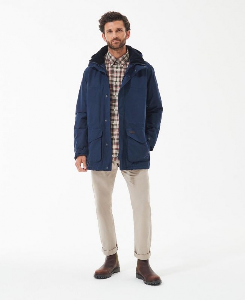 Navy Men Barbour Lonnen Waterproof Jacket | US-0247QWCIS