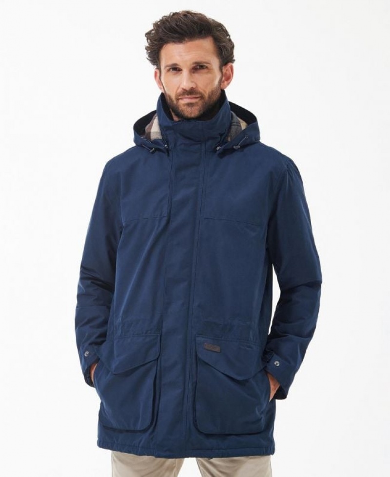 Navy Men Barbour Lonnen Waterproof Jacket | US-0247QWCIS