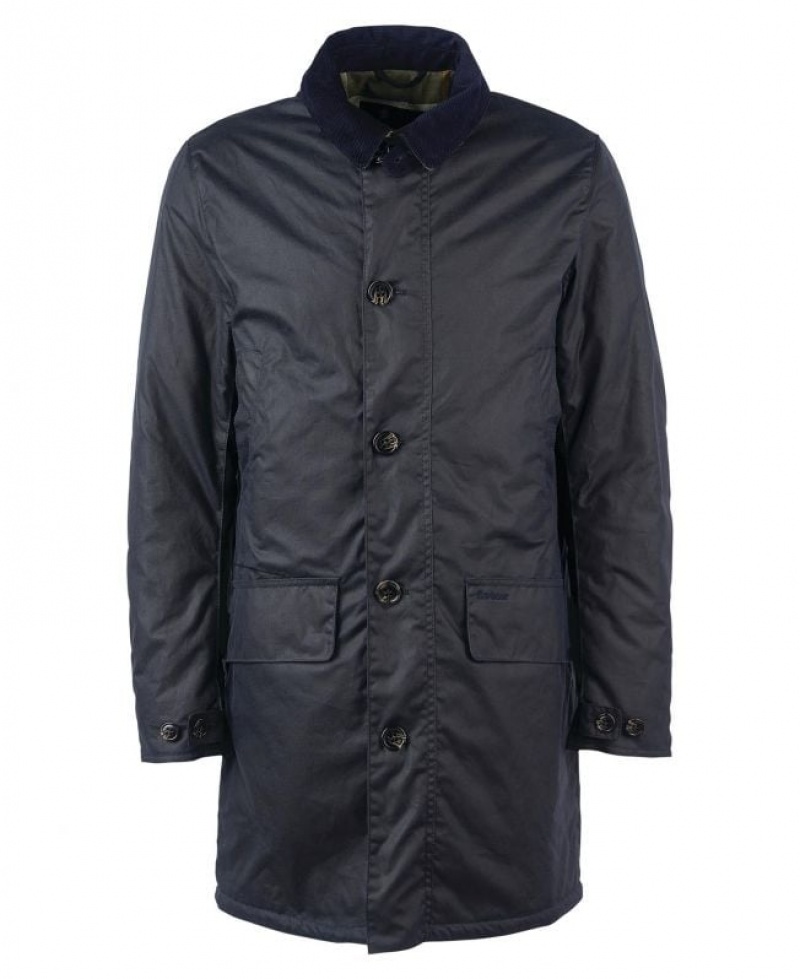 Navy Men Barbour Mac Waxed Jacket | US-1062TXNBM