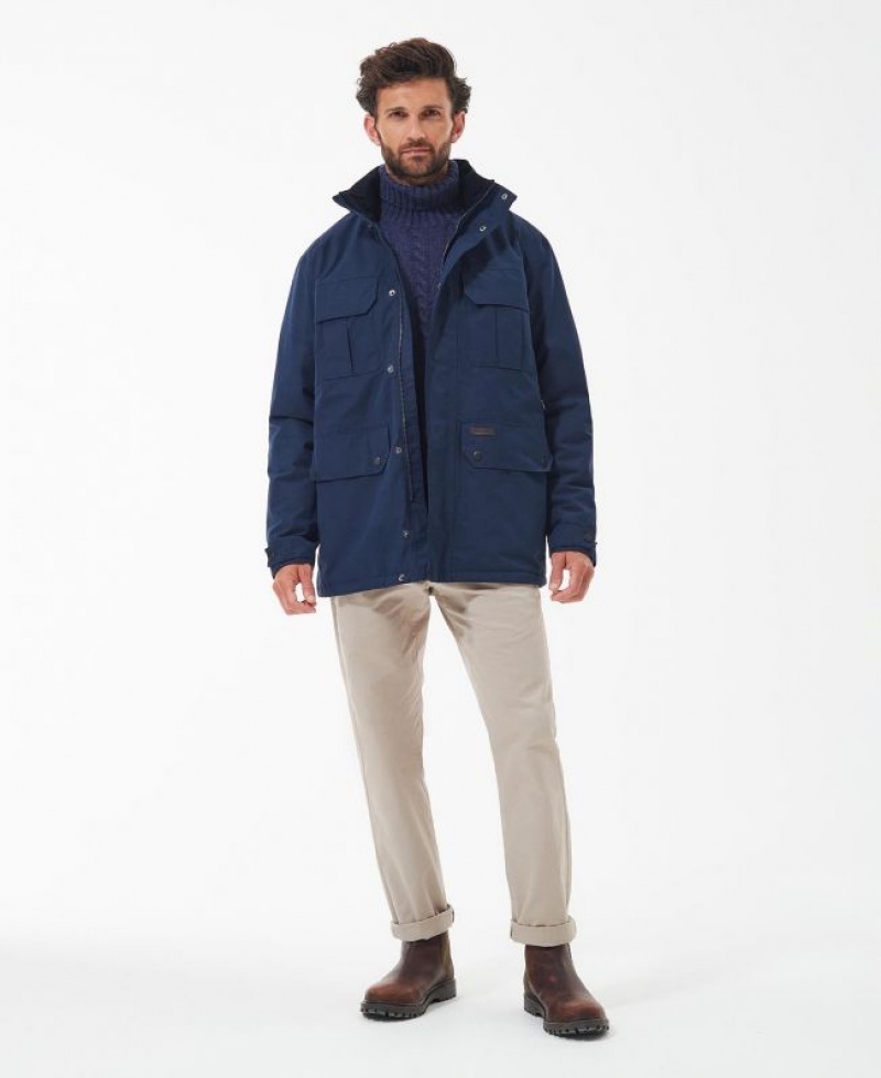 Navy Men Barbour Malcolm Waterproof Jacket | US-9374YJANT