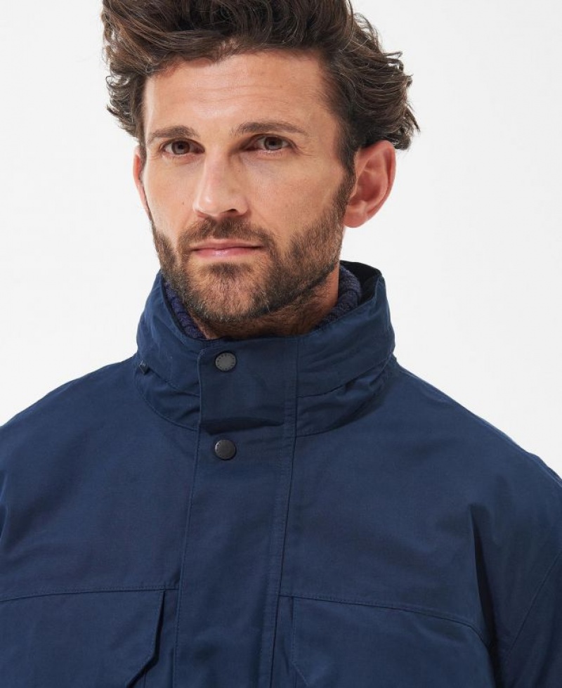 Navy Men Barbour Malcolm Waterproof Jacket | US-9374YJANT