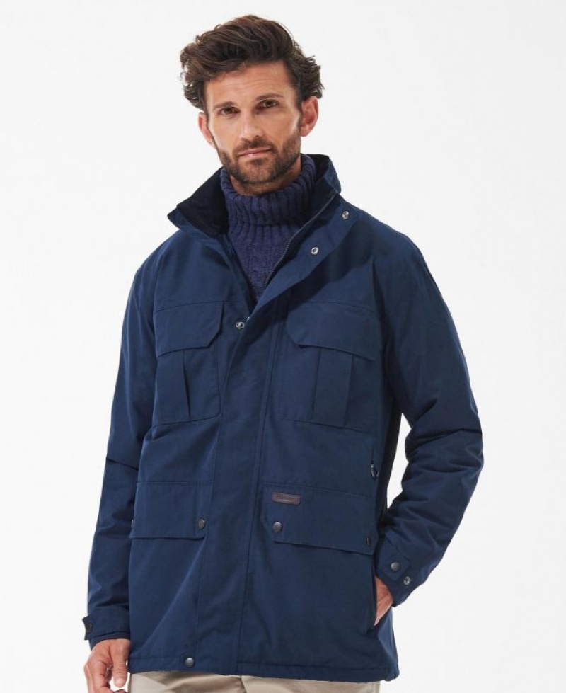 Navy Men Barbour Malcolm Waterproof Jacket | US-9374YJANT