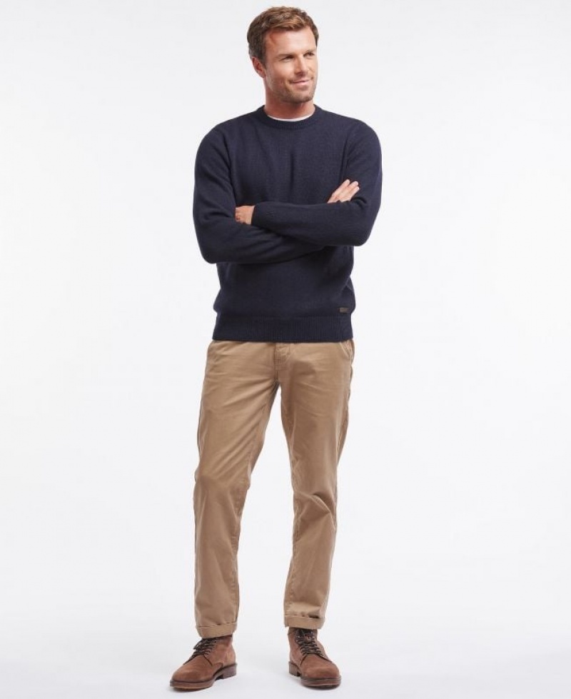 Navy Men Barbour Nelson Essential Crew Neck Sweater | US-1283BISEC