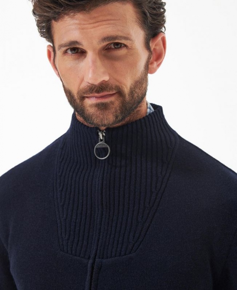 Navy Men Barbour Nelson Essential Full-Zip Sweater | US-1409HELUY