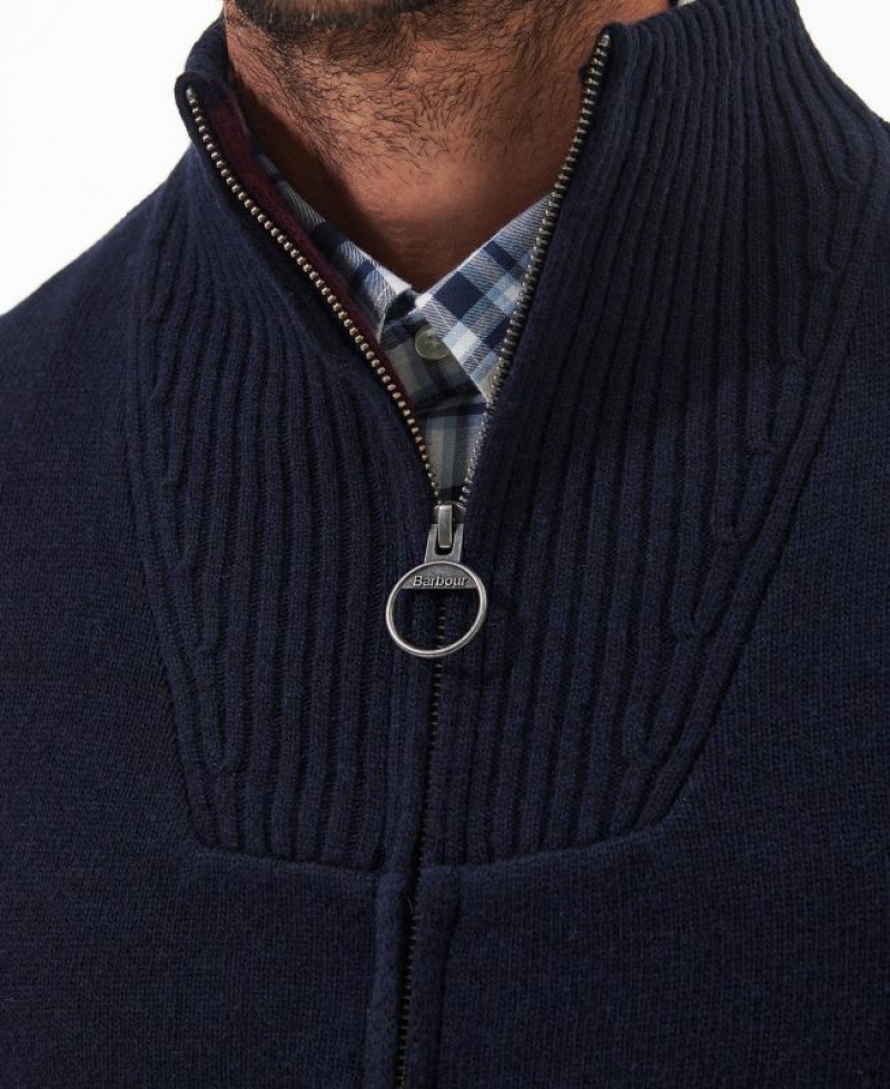 Navy Men Barbour Nelson Essential Full-Zip Sweater | US-1409HELUY